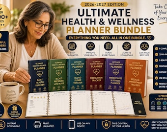 Senior Health Planner Bundle | Medical, Caregiver, Medication, BP Log (Digital Download)