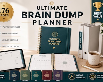 ADHD Brain Dump Planner | 176-Page Productivity Organizer (Printable + Digital)