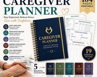 Caregiver Planner Printable | Daily Log, Medication, Doctor Visits (Digital Download)