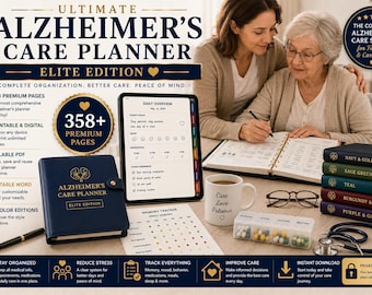 Alzheimer\'s Care Planner, Dementia Care Binder, Caregiver Organizer (Digital Download)