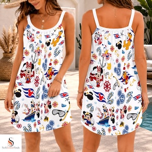 Disney Cruise Dress, Mickey Donald Pluto Nautical Pattern Dress, Cruise Vacation Gift