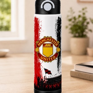 Personlig Manchester United 500ml fotbollsflaska i rostfritt stål, anpassat namnnummer
