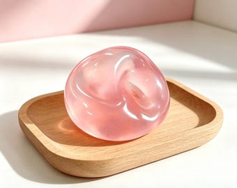 Pink Sakura Coconut Oil Squishy Ball,Handmade Stress Relief Toy,Cute Squeeze Fidget Toy,Soft Mochi Squish Ball