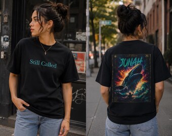 Camiseta con la historia bíblica de Jonás / Camiseta con estampado de ballena y océano / Camiseta cristiana unisex