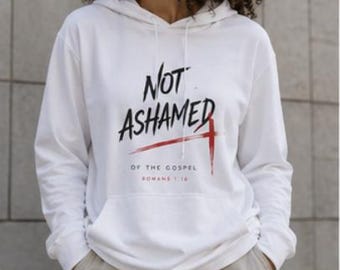 Not Ashamed Hooded Long Sleeve Tee | Christian Cross Shirt | Faith Apparel