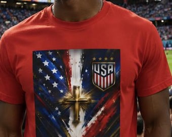 American Flag Cross Shirt | USA Shield Christian Tee | Patriotic Faith Apparel