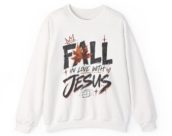 Fall in Love With Jesus Crewneck | Christian Fall Sweatshirt | Faith Based Autumn Shirt