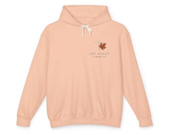 Sudadera cristiana "Set Apart" / Sudadera con corona de hojas de otoño / Sudadera con capucha "1 Pedro 2:9" / Ropa cristiana de otoño