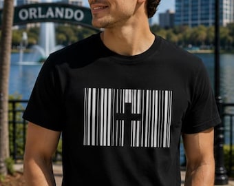 Bought With a Price Shirt | 1 Corinthians 6:20 Christian Tee | Cross Barcode Design