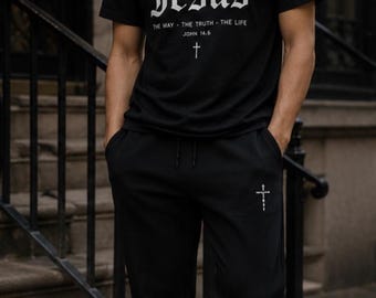 Christian Joggers | Minimal Embroidered Cross | Everyday Faith Apparel