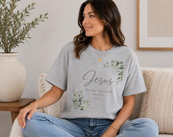 Jesus Wildflower Shirt | Christian Faith Tee | Minimalist Botanical T-Shirt | Gift for Her