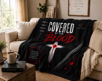 Christian Plush Blanket | Revelation 12:11 Bible Verse, Cross Design
