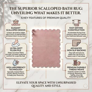 Modern pink scalloped area rug featuring a fluffy-looking plush texture and curved decorative edges. This stylish floor mat is ideal for nursery decor, bedroom styling, cozy living rooms, and children's reading corners. Its soft pink palette pairs naturally with ivory bedding, beige furniture, light oak tables, and pastel accents. The organic wavy outline offers a charming alternative to traditional rectangular carpets in Scandinavian, minimalist, and contemporary interiors.