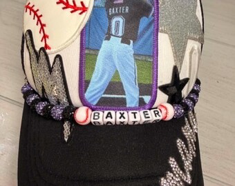 Custom Bling Baseball Hat: Personalized Photo, Name, Team Colors – Game Day Style