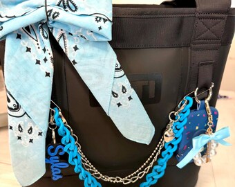YETI Camino Bag Decor Set: Handmade Chains, Charms, Bow, Bandana Accessory