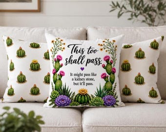Desert Botanical Pillow Cover + Insert - This Too Shall Pass Get Well Gift