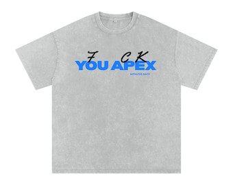 CS2 -Themed (Black+Blue) "F*ck You Apex" Snow Washed Oversized Cotton T-Shirt