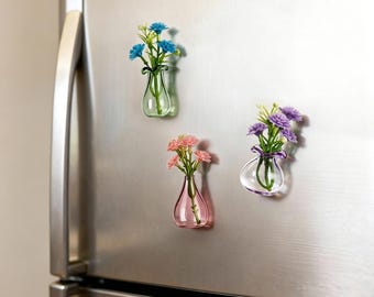 Niedliche Kühlschrankmagnete aus Glas, 3D-Blumen-Deko für den Kühlschrank, DIY-Kristallflaschenaufkleber, Geschenk für Sie, Geschenk für Frischvermählte, Küchendeko, 5er-Set