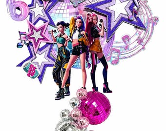 Huntrix K-Pop Demon Hunters Centerpiece | Personalized Birthday Party Table Decoration