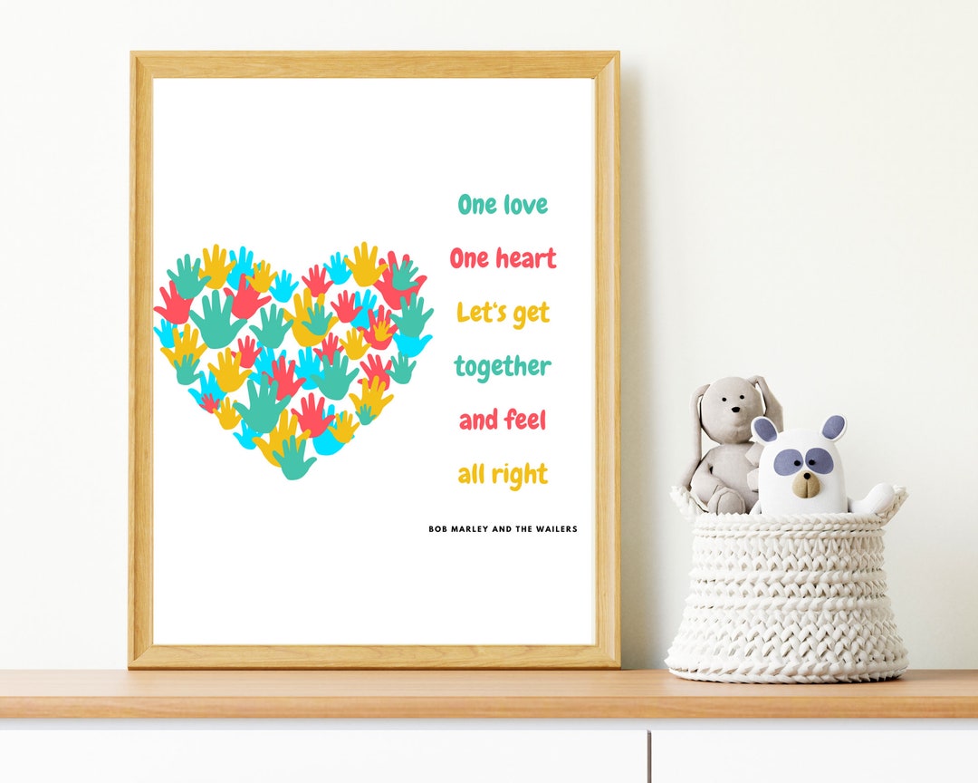 One Love Bob Marley Nursery Print Kids Wall Art Bedroom Decor for