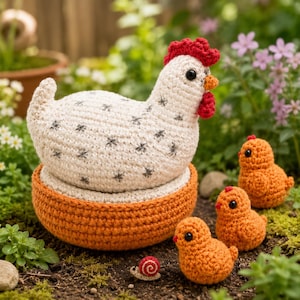 Wzór na pluszowego kurczaka, wzór na szydełkowanie dla początkujących Amigurumi, wzór na pluszową zabawkę ze zwierzętami szydełkowanymi, wzór na kurczaka i pisklęta Henrietta w formacie PDF
