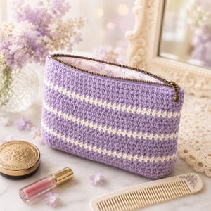 Crochet Makeup Bag Pattern, Cosmetic Pouch Crochet PDF, Zipper Bag Pattern, Beginner Crochet Gift, Instant Download