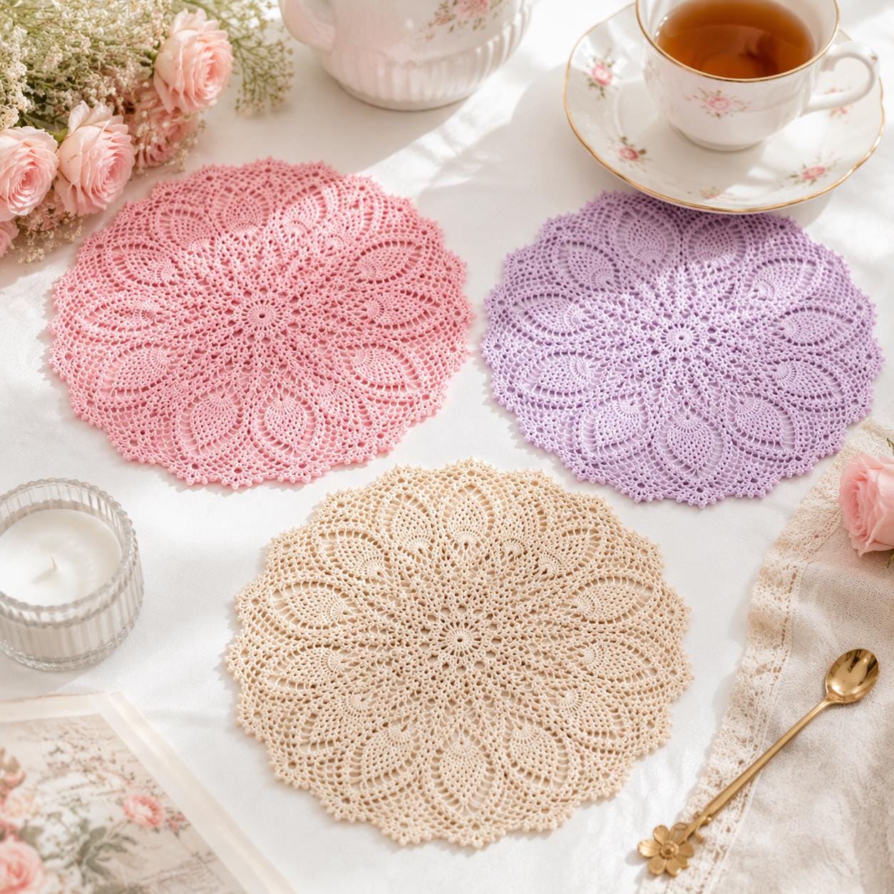 36 Vintage Crochet Patterns: Timeless Designs, Heirloom Details, and Easy Gift Ideas 27 Pineapple Doily Large Vintage Lace Tablecloth