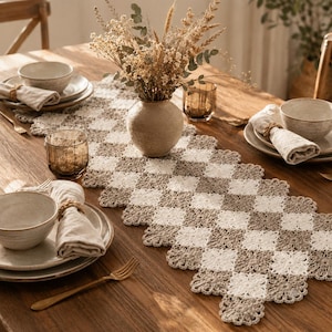 Crochet Table Runner Pattern PDF, Motif Doily Runner, Pearl Cotton Crochet Pattern, Farmhouse Table Decor, Digital Download, Easy Crochet
