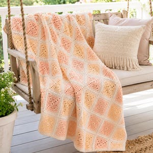 Granny Square Blanket Crochet Pattern, Crochet Throw Pattern PDF, Easy Crochet Afghan Pattern, Ombre Granny Square Pattern Beginner