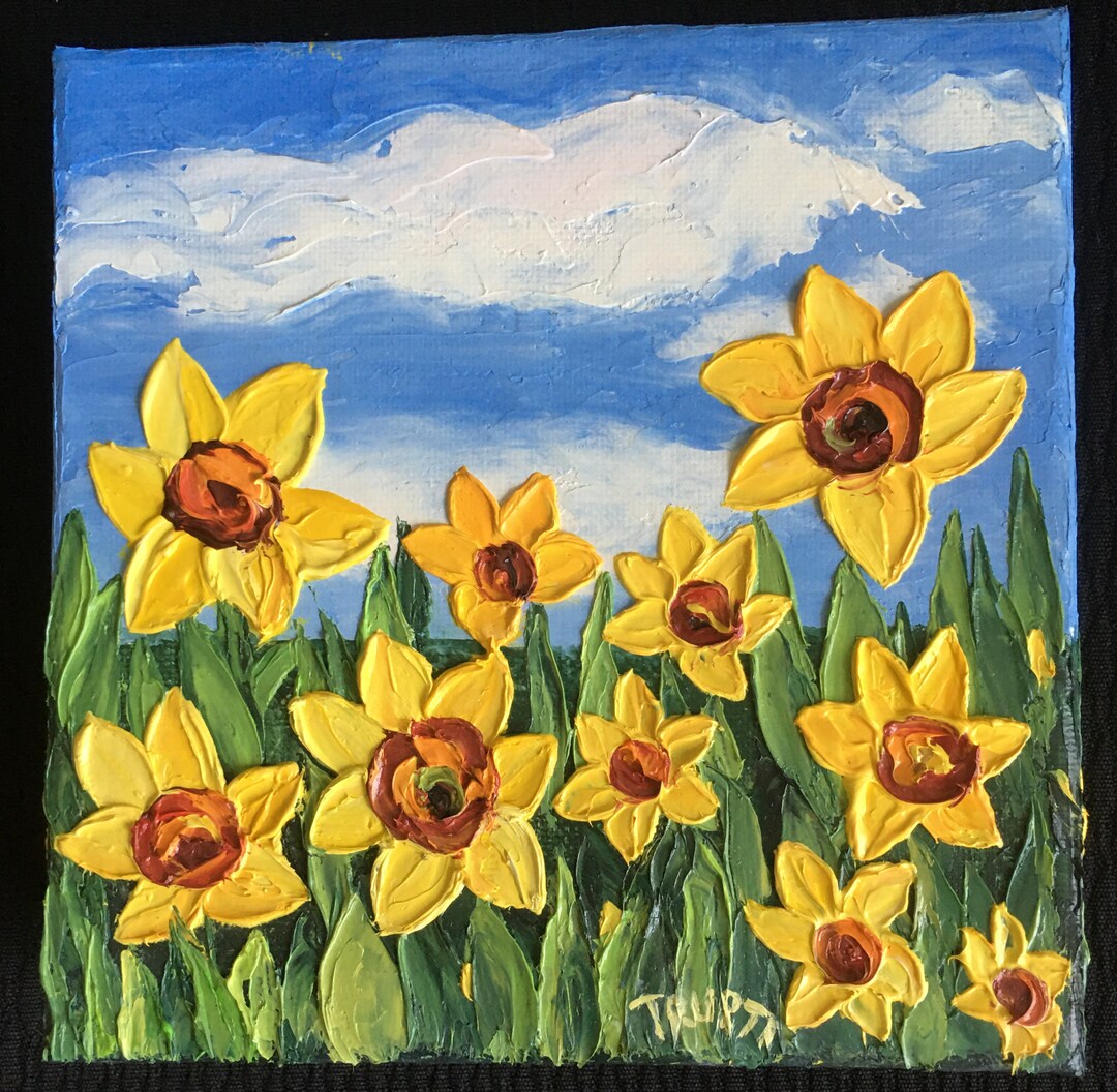 Yellow Daffodils - Original Oil Painting by Trupti Vakharia Small ...