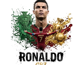 Ronaldo Portugal Soccer Legend PNG | Retro Football Fan Shirt Design | Digital Download