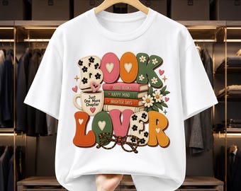 Book Lover PNG, Reading T-Shirt Design, Just One More Chapter Sublimation, Bookish Coffee Cup Art, Embroidery Style Reader Shirt Design