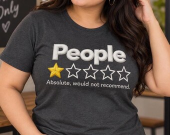 Sarcastic People 1 Star Rating T-Shirt Design, Embroidery Style Humor Art (Digital Download)
