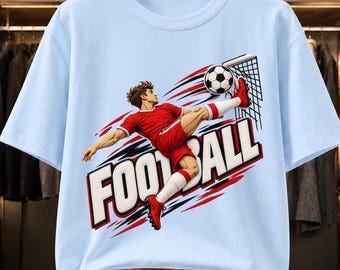 Football Player PNG, Soccer T-Shirt Design, Dynamic Action Kick Sublimation, Embroidery Style Sports Art, Soccer Goal Shirt Design