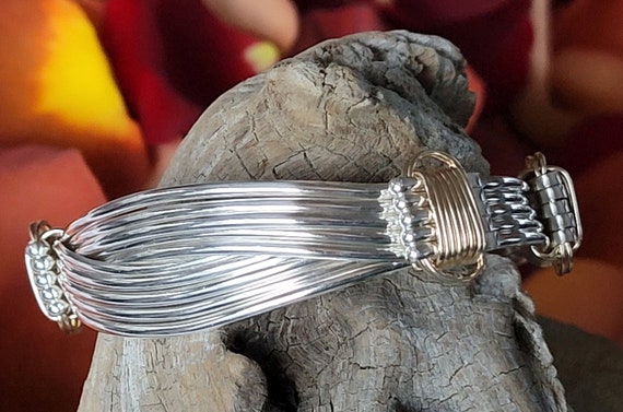 Elephant Hair Inspired Bangle - Oxidized Sterling Silver - 10 Lines –  Dandelion Jewelry
