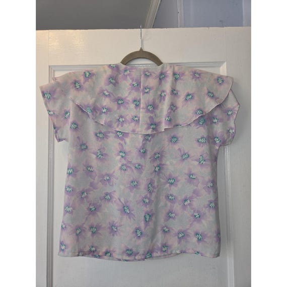 Vintage 80's Laura And Jayne Petite Blouse And Skirt Set Pastel Floral Print. 4 View 3