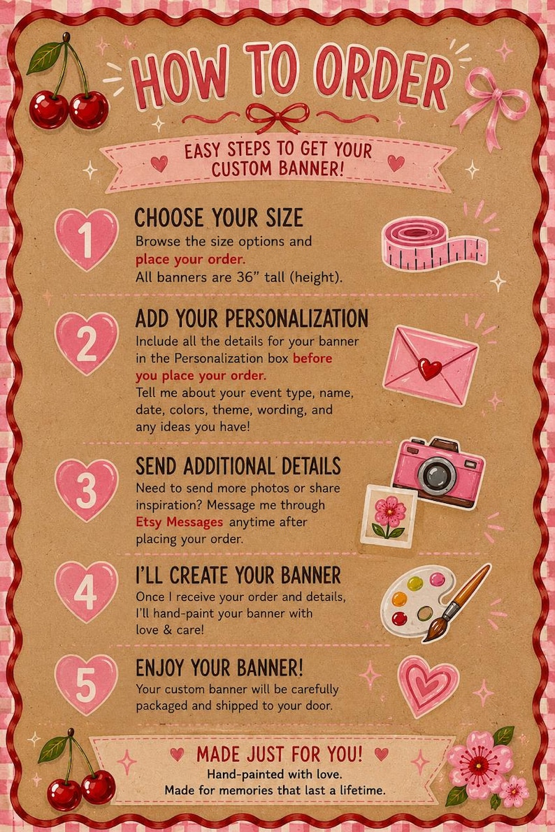 Custom Hand Painted Kraft Paper Banner | Personalized Party Decor image 8