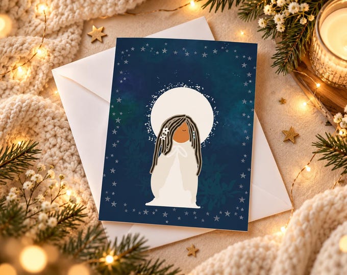 Celestial Angel Greeting Cards | Whimsical Starry Night Stationery (Set of 10)