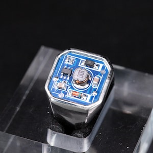 Ring mit Leiterplattenmotiv, verstellbarer Tech-Ring, Cyberpunk-Schmuck aus Gold und Silber, Geek-Geschenk für Sie und Ihn
