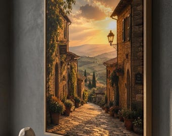 Italiensk landsbygdssolnedgångslandskap