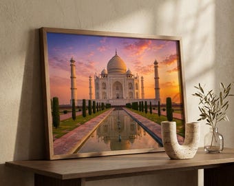 Taj Mahal solnedgång väggkonsttryck