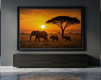 Afrikansk safari solnedgång väggkonst