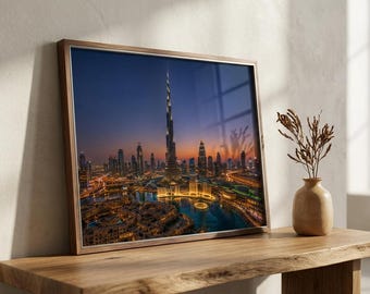 Väggkonsttryck med Dubais skyline