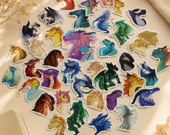 60 szt. naklejek Wings of Fire, seria książek Fantasy Dragon, wodoodporne naklejki winylowe