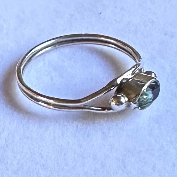 Vintage Blue Topaz Taxco Sterling Silver Ring