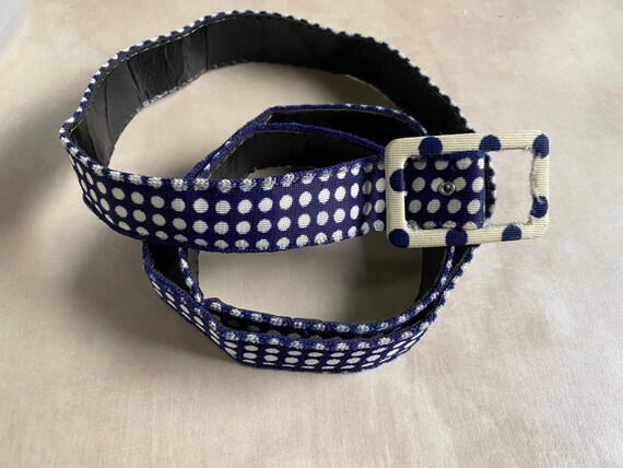 Navy Blue and White Mod Vintage Belt - image 4