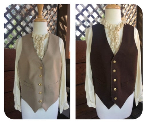 Vintage Men's Brown Beige Reversible Vest (Unisex) - image 1