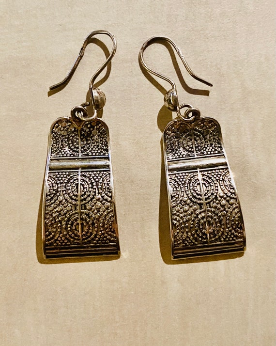 Sterling Silver Wavy Egyptian Dangle Earrings