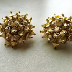Vintage Gold Beaded Bunch Pagoda Earrings