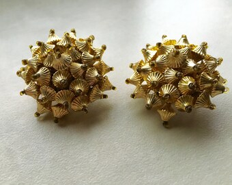 Boucles D'oreilles Vintage Plaqué Or - Style Années 1925 - Pendantes Avec Fausse Aigue-marine